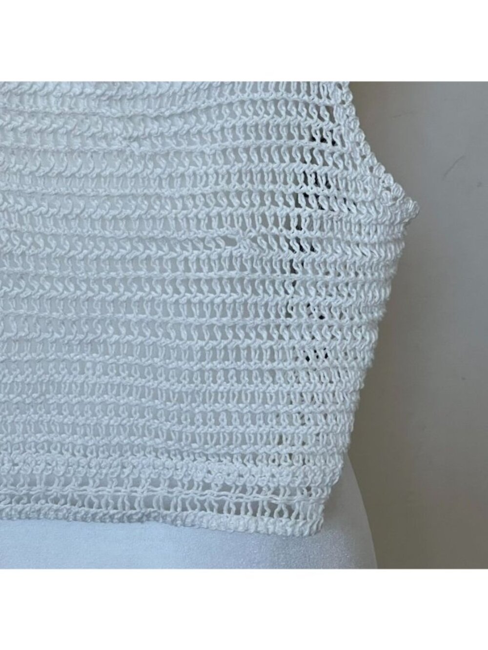 Boho Crochet Womens Sz S Crop Top Boho Geometric Open Knit Euro Summer Festival - Picture 8 of 13